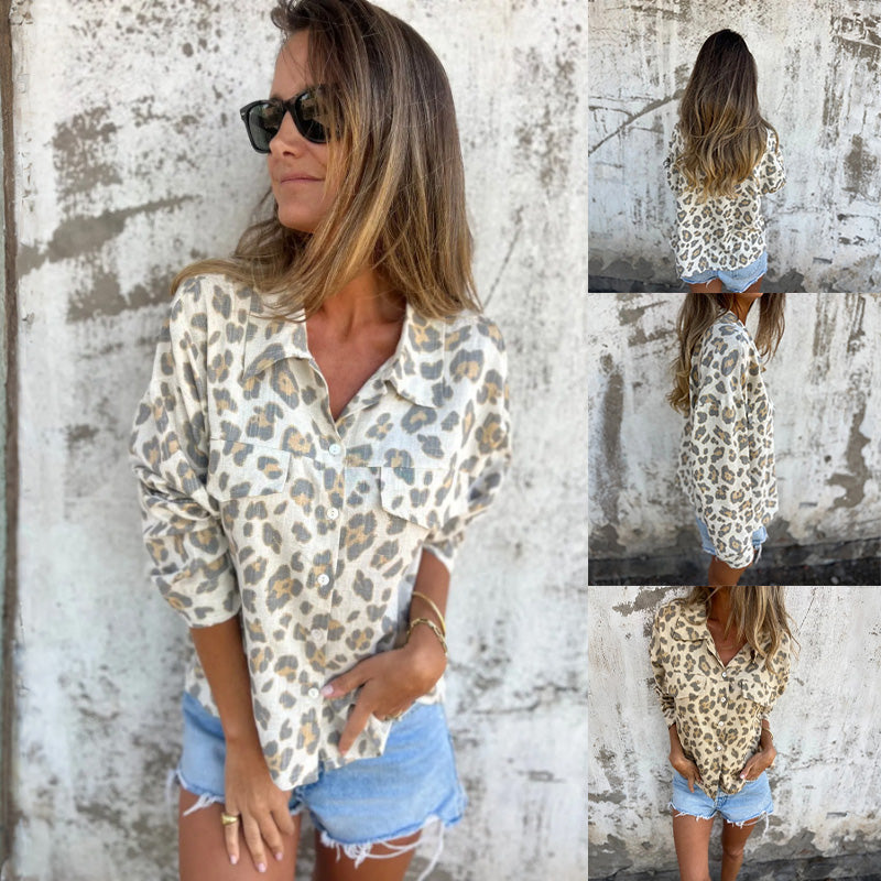 Anne | Vintage bedrukte blouse met kraag en lange mouwen