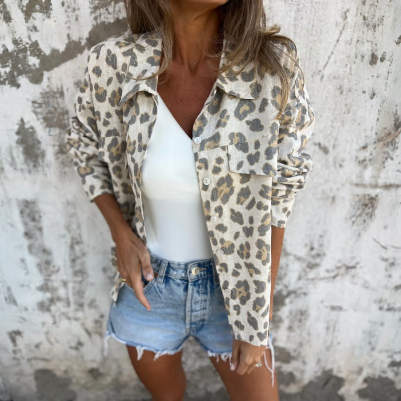 Anne | Vintage Printed Blouse with Collar and Long Sleeves